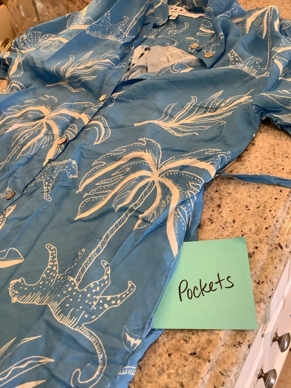 Jaxsea Hawaii Blue Tropical Button-Front Midi Dress Size XS - Picture 7 of 8